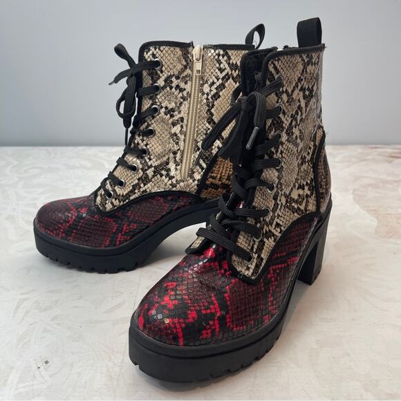 Bamboo snakeskin combat lace up boots 7.5 - Picture 7 of 14